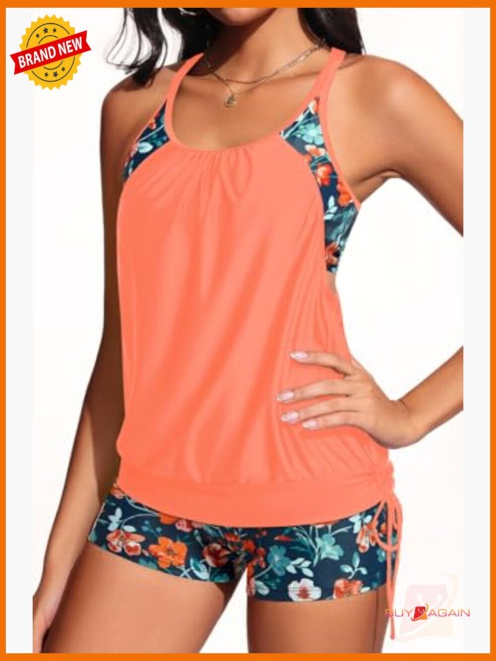 Tankini Swimsuits for Women - 2 Piece Tummy Control with Shorts Modest - Picture 4 of 7